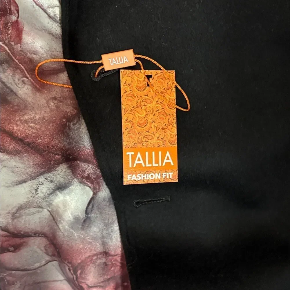 Tallia Men's Velutti Overcoat Solid Black Wool Blend Contrasting Collar NWT $498